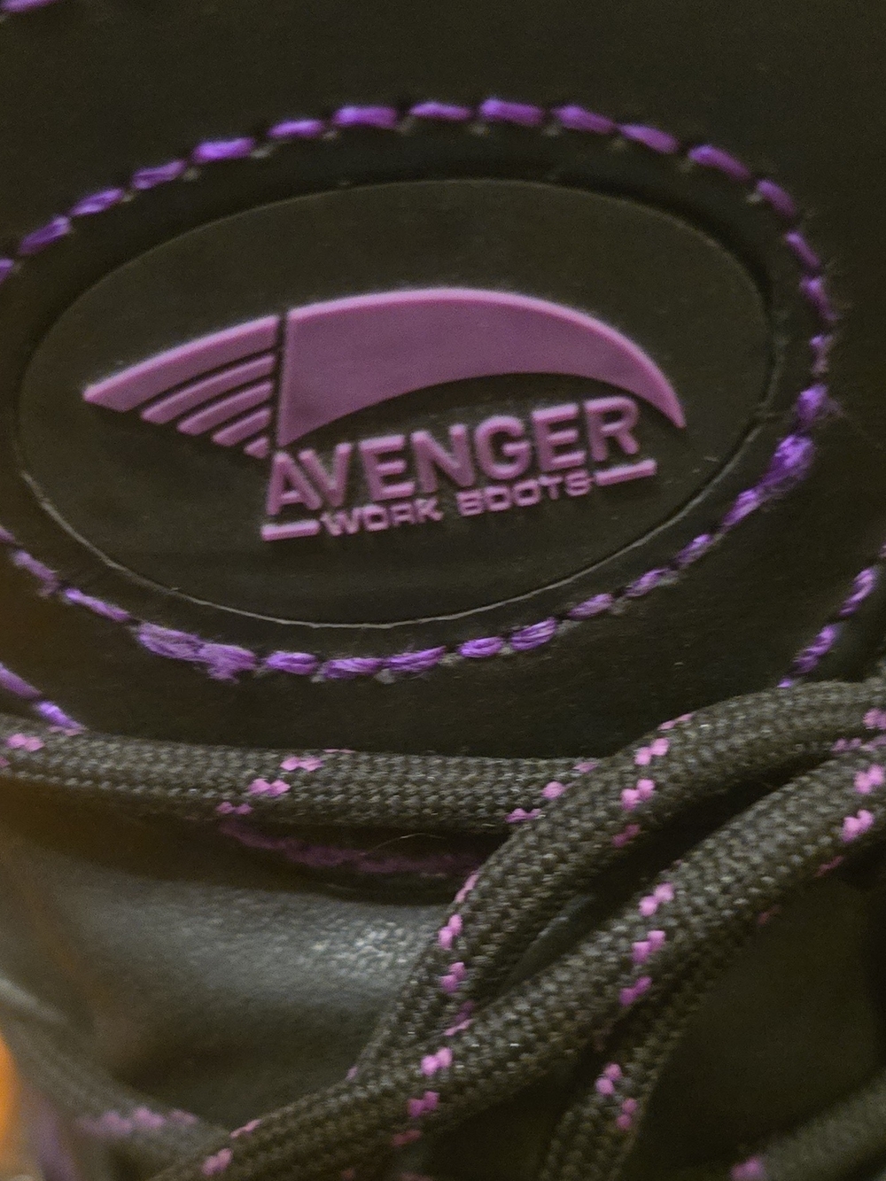 Avenger Work Boots — Black with Purple Accents